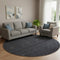8' Navy Blue And Charcoal Ombre Washable Round Rug With UV Protection