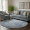 8' Blue And Ivory Medallion Washable Round Rug With UV Protection