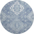 8' Blue And Ivory Medallion Washable Round Rug With UV Protection