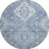 8' Blue And Ivory Medallion Washable Round Rug With UV Protection