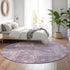 8' Lavender And Ivory Medallion Washable Round Rug With UV Protection