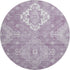 8' Lavender And Ivory Medallion Washable Round Rug With UV Protection