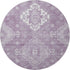8' Lavender And Ivory Medallion Washable Round Rug With UV Protection