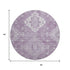 8' Lavender And Ivory Medallion Washable Round Rug With UV Protection