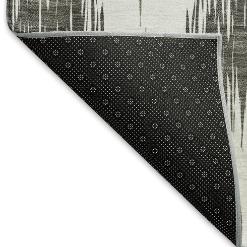 5' X 8' Taupe And Ivory Ikat Washable Area Rug With UV Protection