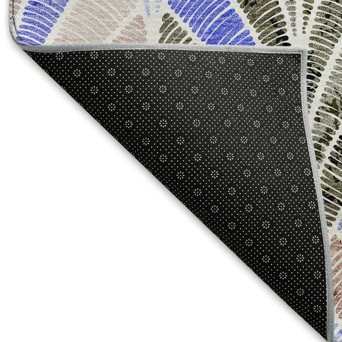8' X 10' Blue Brown And Blush Geometric Washable Area Rug With UV Protection