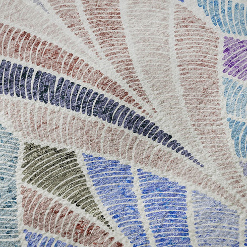 8' X 10' Blue Brown And Blush Geometric Washable Area Rug With UV Protection