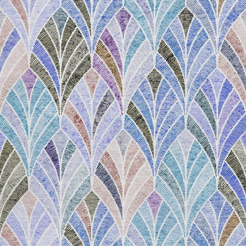 8' X 10' Blue Brown And Blush Geometric Washable Area Rug With UV Protection