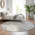8' Gray And Ivory Geometric Washable Round Rug With UV Protection