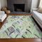 8' X 10' Green Purple And Ivory Geometric Washable Area Rug With UV Protection