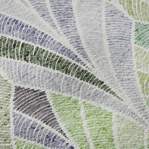 8' X 10' Green Purple And Ivory Geometric Washable Area Rug With UV Protection