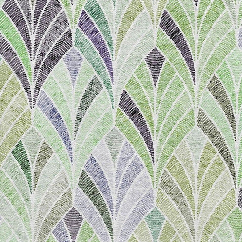 8' X 10' Green Purple And Ivory Geometric Washable Area Rug With UV Protection