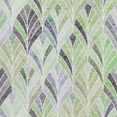 8' X 10' Green Purple And Ivory Geometric Washable Area Rug With UV Protection