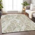 8' X 10' Khaki Beige And Ivory Geometric Washable Area Rug With UV Protection