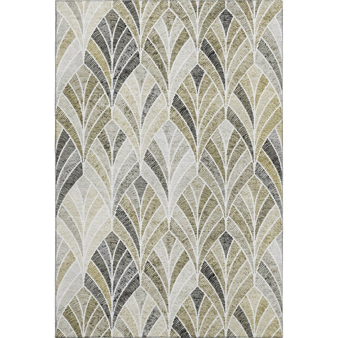 8' X 10' Taupe And Ivory Geometric Washable Area Rug With UV Protection