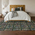 9' X 12' Fern Green Purple And Teal Medallion Washable Area Rug With UV Protection