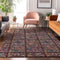 8' X 10' Rust Purple And Teal Medallion Washable Area Rug With UV Protection