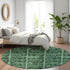8' Green And Charcoal Medallion Washable Round Rug With UV Protection