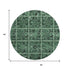 8' Green And Charcoal Medallion Washable Round Rug With UV Protection