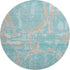 8' Teal Taupe And Beige Geometric Washable Round Rug With UV Protection