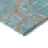 8' Teal Taupe And Beige Geometric Washable Round Rug With UV Protection