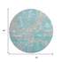 8' Teal Taupe And Beige Geometric Washable Round Rug With UV Protection