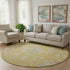8' Gold And Silver Floral Washable Round Rug With UV Protection