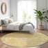 8' Gold And Silver Floral Washable Round Rug With UV Protection