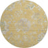 8' Gold And Silver Floral Washable Round Rug With UV Protection