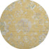 8' Gold And Silver Floral Washable Round Rug With UV Protection
