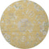 8' Gold And Silver Floral Washable Round Rug With UV Protection