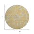 8' Gold And Silver Floral Washable Round Rug With UV Protection