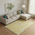 8' X 10' Gold And Silver Floral Washable Area Rug With UV Protection