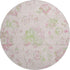 8' Pink And Green Floral Washable Round Rug With UV Protection