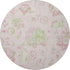 8' Pink And Green Floral Washable Round Rug With UV Protection