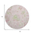 8' Pink And Green Floral Washable Round Rug With UV Protection