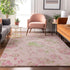 9' X 12' Pink And Green Floral Washable Area Rug With UV Protection
