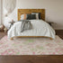 9' X 12' Pink And Green Floral Washable Area Rug With UV Protection