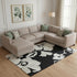 8' X 10' Black And Ivory Floral Washable Area Rug With UV Protection