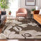 9' X 12' Brown And Ivory Floral Washable Area Rug With UV Protection
