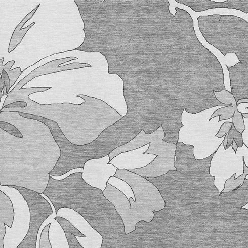 5' X 8' Gray And Silver Floral Washable Area Rug With UV Protection