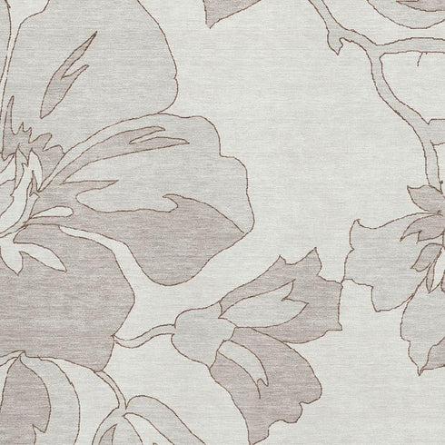 5' X 8' Ivory And Gray Floral Washable Area Rug With UV Protection