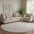8' Pink And Ivory Floral Washable Round Rug With UV Protection