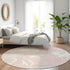 8' Pink And Ivory Floral Washable Round Rug With UV Protection