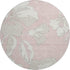 8' Pink And Ivory Floral Washable Round Rug With UV Protection