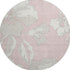 8' Pink And Ivory Floral Washable Round Rug With UV Protection