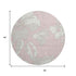 8' Pink And Ivory Floral Washable Round Rug With UV Protection