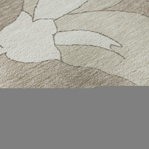 8' X 10' Taupe And Ivory Floral Washable Area Rug With UV Protection