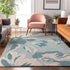 5' X 8' Teal And Ivory Floral Washable Area Rug With UV Protection