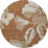 8' Terra Cotta And Beige Floral Washable Round Rug With UV Protection